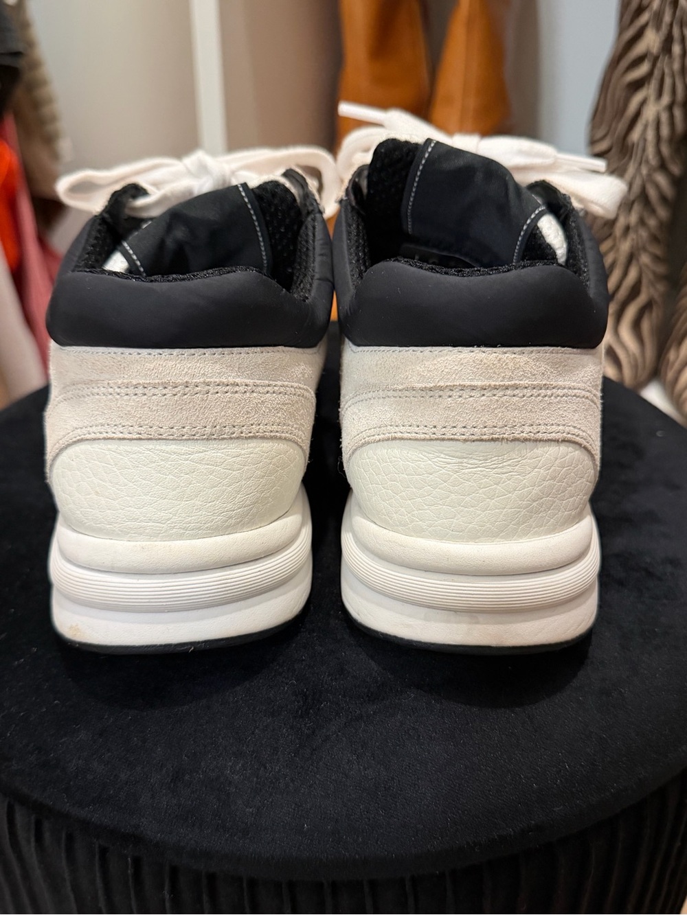 CHANEL Cream & Black Leather Chanel CC Logo Sneakers - Picture 5 of 14